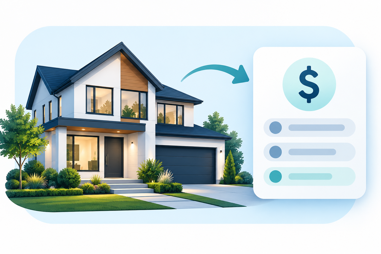 Illustration of a house beside a property-price estimate